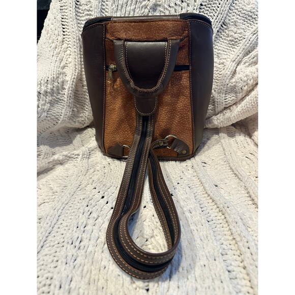 Vintage Leather Backpack Shoulder Bag Rucksack Convertible Western Cowboy Rustic main image 5